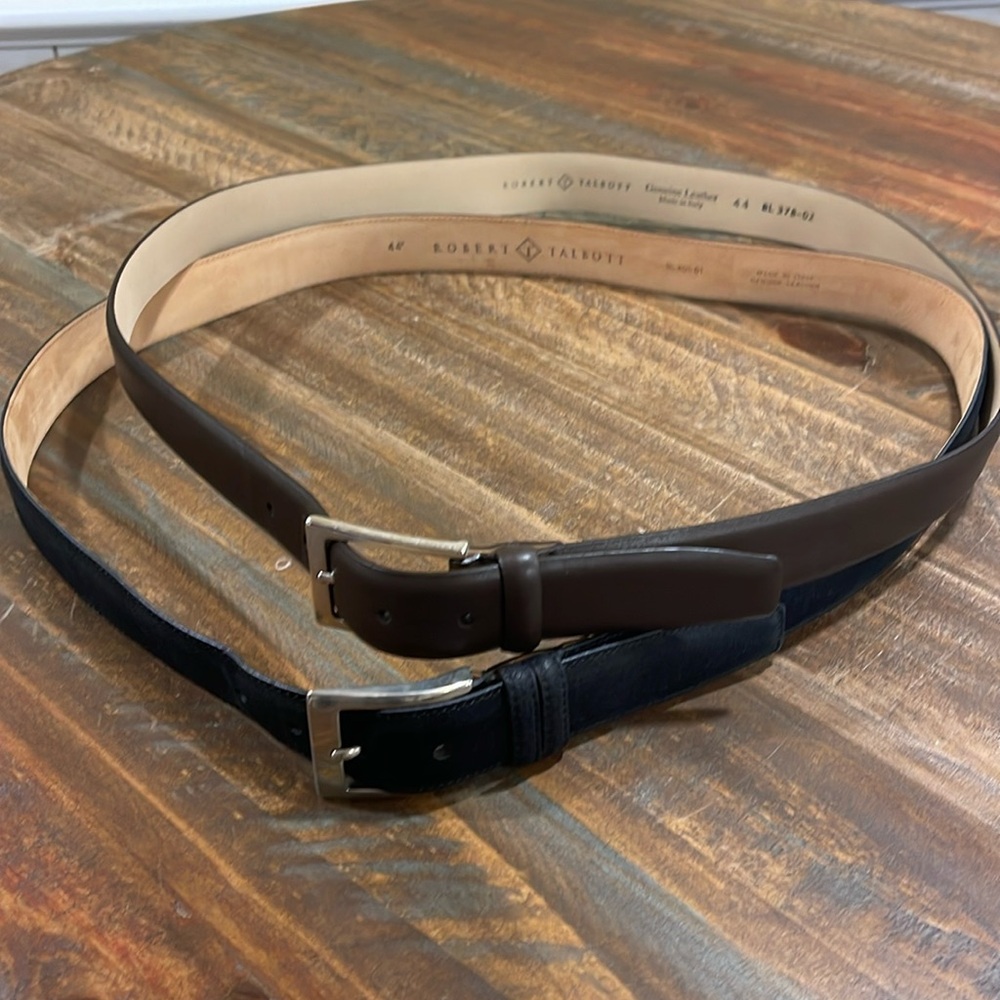 (2) Robert Talbott Genuine Leather Belts Made in Italy Size 44